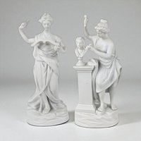 Vintage Andrea by Sadek Bisque Greek Muse Figurines, Memory & Artist Pair, 8.5" Elegant Home Decor, Gift for Art Lovers, Shelf Decor
