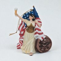 1992 Anheuser Busch Ceramic Lady Ornament Pair - Budweiser Collectible, Patriotic Holiday Decor, Beer Lover Gift