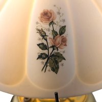 Antique Brass Hurricane Lamp, 21" Electric Lamp, Converted Oil Lamp, Vintage Home Decor, Victorian Lighting, Floral Shade