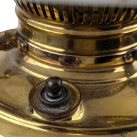 Antique Brass Hurricane Lamp, 21" Electric Lamp, Converted Oil Lamp, Vintage Home Decor, Victorian Lighting, Floral Shade