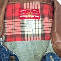 Vintage Marlboro Country Store Denim Jacket XL, Collector Jean Coat with Brown Leather Collar