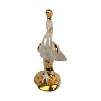 Vintage Bel-Ar Pottery Lusterware Peacock Figurine USA Ceramic Bird Gold Accents Elegant Home Decor Gift for Collectors