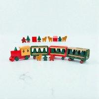 1994 Handpainted All Wood Christmas Train Set 22 Piece Holiday Decor