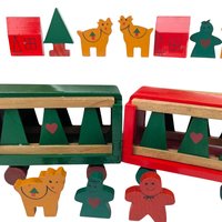1994 Handpainted All Wood Christmas Train Set 22 Piece Holiday Decor