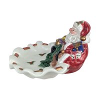 Vintage Fitz and Floyd Santa Candy Dish, Porcelain Christmas Serving Bowl, Holiday Decor