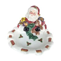 Vintage Fitz and Floyd Santa Candy Dish, Porcelain Christmas Serving Bowl, Holiday Decor