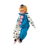 Vintage Handmade Clown Shelf Sitter, Polka Dot Clown Doll, Whimsical Decor, Collectible Clown, Unique Gift