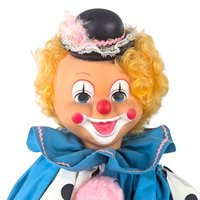 Vintage Handmade Clown Shelf Sitter, Polka Dot Clown Doll, Whimsical Decor, Collectible Clown, Unique Gift