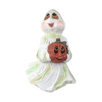 Vintage Holland Mold Ceramic Ghost Light, Halloween Decor, Jack O'Lantern, Ghost with Pumpkin, Collectible Figurine