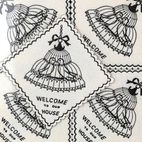 Vintage Monogram Coasters, Paper Saucermats, "Welcome to Our Home" Set, Party Supplies, Housewarming Gift