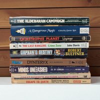 Lot of 9 Vintage Sci-Fi Fantasy Paperbacks, 1960s-2000s Book Bundle, Space Opera and Adventure Novels, Classic Science Fiction Collection
