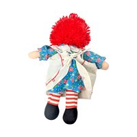 Vintage Applause Raggedy Ann Doll 12 Inch, Classic Cloth Rag Doll with Yarn Hair, Collectible Nursery Toy, Farmhouse Nursery Decor