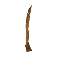 Vintage Hand-Carved Wooden Woman with Palm Frond Sculpture - 27" Tribal Art - Wood Statue - African Art