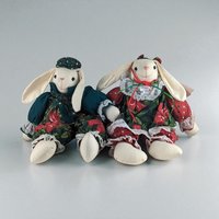 Ganz Heritage Plush Bunny Pair: Vintage Christmas Rabbit Stuffed Animals