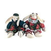Ganz Heritage Plush Bunny Pair: Vintage Christmas Rabbit Stuffed Animals