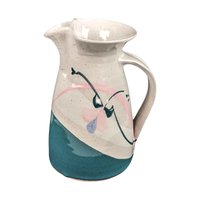 Signed Studio Pottery Pitcher: Handmade Earthenware Floral Decor