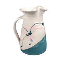 Signed Studio Pottery Pitcher: Handmade Earthenware Floral Decor