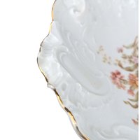 Antique Floral Serving Bowl by Carl Tielsch: German Porcelain with Gold Trim Decor