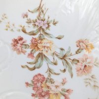 Antique Floral Serving Bowl by Carl Tielsch: German Porcelain with Gold Trim Decor