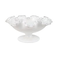 Vintage Fenton Silvercrest Milk Glass Ruffled Candy Dish