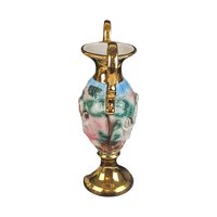 Vintage Italian Amphora Vase with Cherubs: Renaissance Style Porcelain Urn with 24K Gold