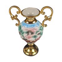 Vintage Italian Amphora Vase with Cherubs: Renaissance Style Porcelain Urn with 24K Gold