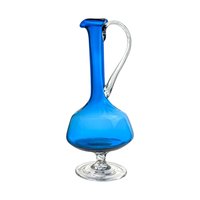 Vintage Mid-Century Modern Blue Glass Decanter: 11-Inch Hand Blown Art Glass Barware