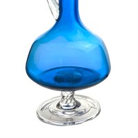 Vintage Mid-Century Modern Blue Glass Decanter: 11-Inch Hand Blown Art Glass Barware