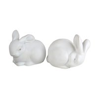 Dept 56 White Bunny Pair: Vintage Porcelain Rabbit Figurines for Easter Decor