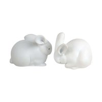 Dept 56 White Bunny Pair: Vintage Porcelain Rabbit Figurines for Easter Decor
