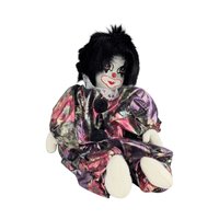 Vintage Soft Clown Doll, 6 Inch Height, Fabric Clown with Black Hair, Collectible Clown, Vintage Toy, Decorative Clown