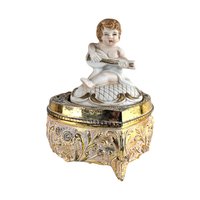 Vintage Cherub Trinket Box, Metal and Resin, Decorative Box, Jewelry Box, Gift for Her
