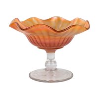 Vintage Marigold Glass Set, 4 Pieces, Compote, Candy Dishes,  Loganberry Bowl,  Iridescent Glassware, Home Decor, Gift for Collector