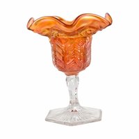 Vintage Marigold Glass Set, 4 Pieces, Compote, Candy Dishes,  Loganberry Bowl,  Iridescent Glassware, Home Decor, Gift for Collector