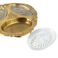 Vintage Copper Craft Serving Tray with Three Glass Dishes, Ornate Party Platter, Decorative Appetizer Server