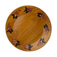 Pair of Vintage Handpainted Wooden Plates, Floral Design, Signed Wall Decor, Rustic Kitchen Display