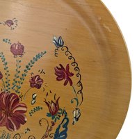 Pair of Vintage Handpainted Wooden Plates, Floral Design, Signed Wall Decor, Rustic Kitchen Display