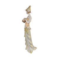 Vintage Resin Woman Figurine, Elegant Dresser Decor, Lady with Flowers, Art Deco Style, Decorative Sculpture