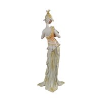 Vintage Resin Woman Figurine, Elegant Dresser Decor, Lady with Flowers, Art Deco Style, Decorative Sculpture
