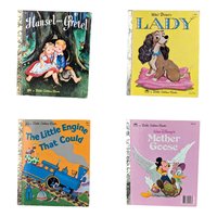 Set of 4 Vintage Little Golden Books, Disney Lady, Hansel & Gretel, Mother Goose, The Little Engine That Could, Children's Story Collection