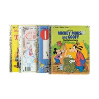 Set of 4 Vintage Little Golden Books, Donald Duck, Christmas Carol, Oscar's Book, Mickey Mouse, Children's Story Collection