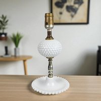 Vintage Milk Glass Hobnail Lamp, 11.5", White Glass Table Lamp, Retro Home Decor, Bedside Lamp, Vanity Lamp, Unique Gift