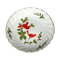 Vintage Lefton Cardinal Christmas Dishes: 6-Piece Porcelain Holiday Set