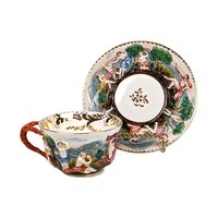 Vintage Capodimonte Cup and Saucer Set with Trinket Dish: Hand-Painted Italian Porcelain