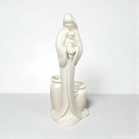 Vintage Haeger Pottery Madonna with Child Planter, White Ceramic Planter, Religious Figurine, Mid-Century Modern Decor