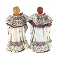 Vintage Caroler Figure Pair, Christmas Choir Singers, Holiday Decor, Small Tree Toppers, 10 inches Tall, Retro Christmas Decorations