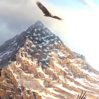 Vintage Framed "On Freedom's Wing" Kelley Print, Eagles & Mountain Landscape, Signed Art, Large Wall Decor
