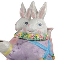 Vintage Dancing Rabbit Teapot, 9" Ceramic Bunny Teapot, Whimsical Kitchen Decor, Spring Easter Gift, Collectible Teapot