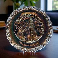 1975 Fenton Christmas Carnival Glass Plate | "Birthplace of Liberty" | Collectible Plate | Vintage Holiday Decor