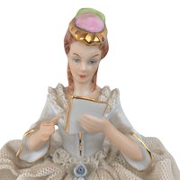 Vintage Reine Handarbeit Porcelain Lady Reading Figurine, German Porcelain, Reading Woman Statue, Gift for Book Lover, Vintage Home Decor